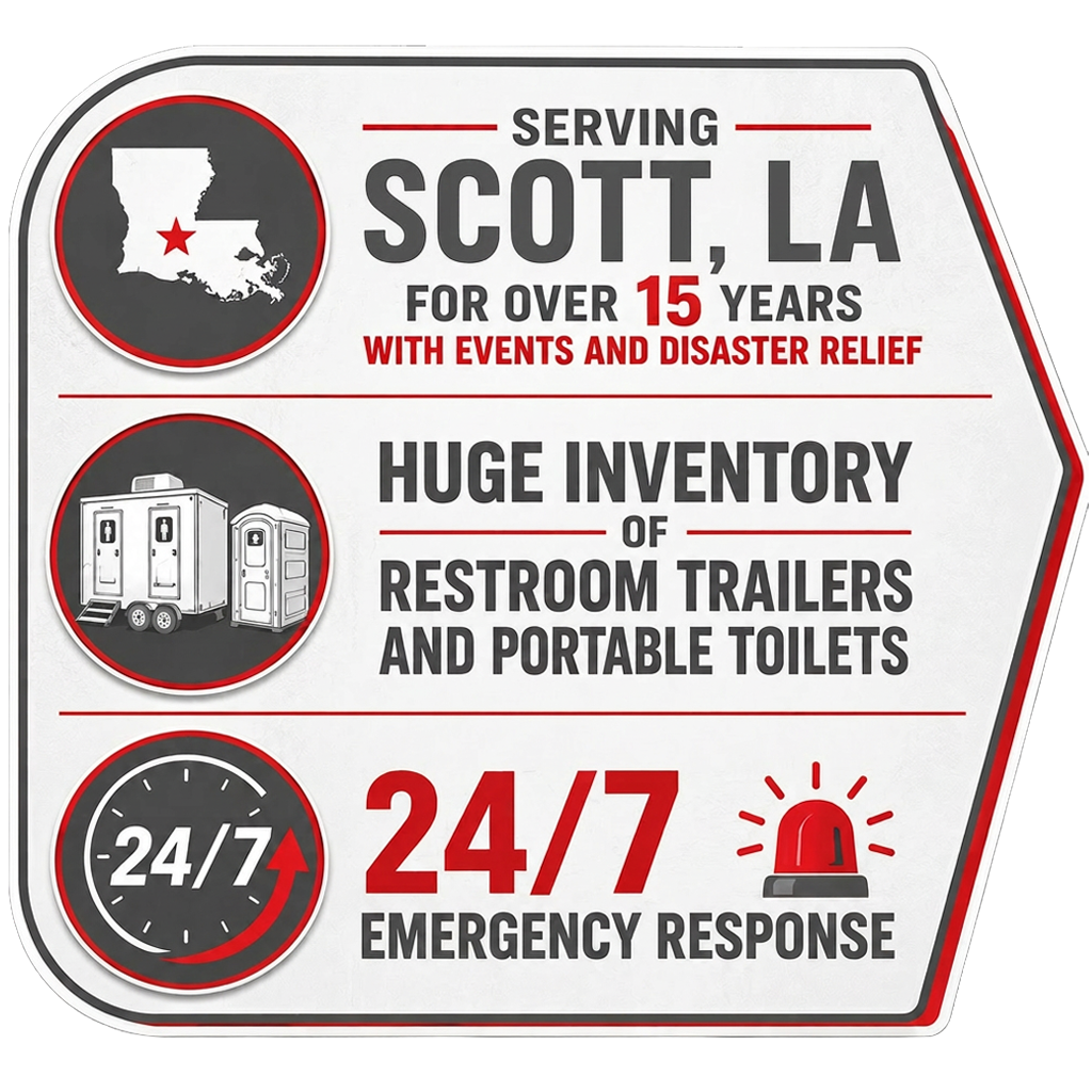 restroom trailers and portable toilets serving scott, la for over 15 years