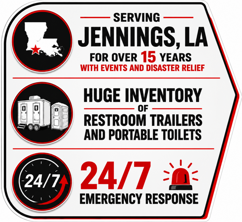 restroom trailers and portable toilets serving jennings, la for over 15 years