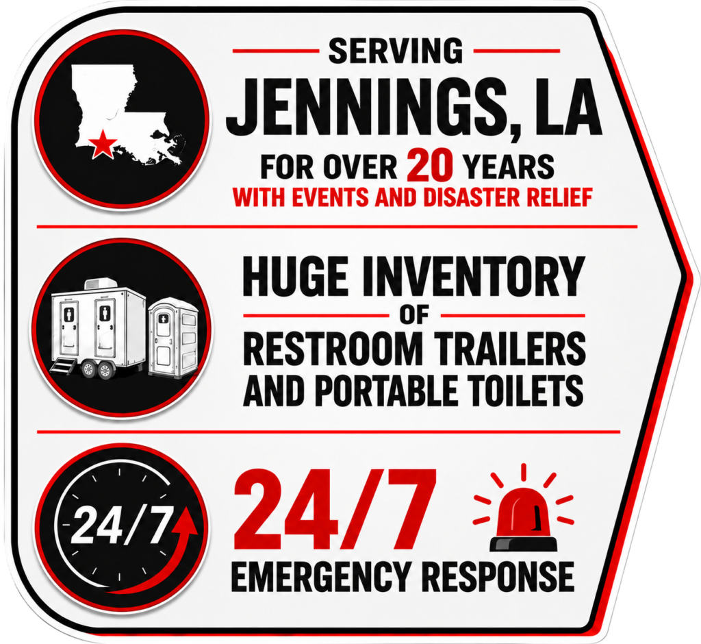 restroom trailers and portable toilets serving jennings, la for over 20 years