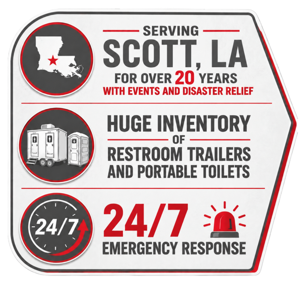 restroom trailers and portable toilets serving scott, la for over 20 years